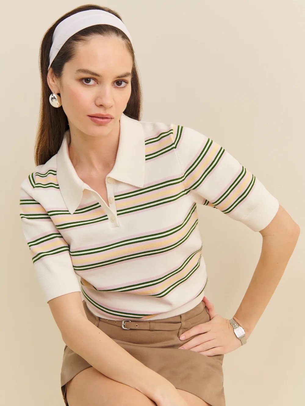 Reformation Campbell Cotton Polo Sweater - size small